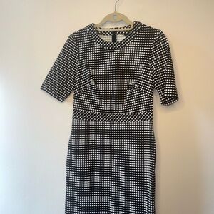 Banana Republic Black and White Patterned Midi Dress